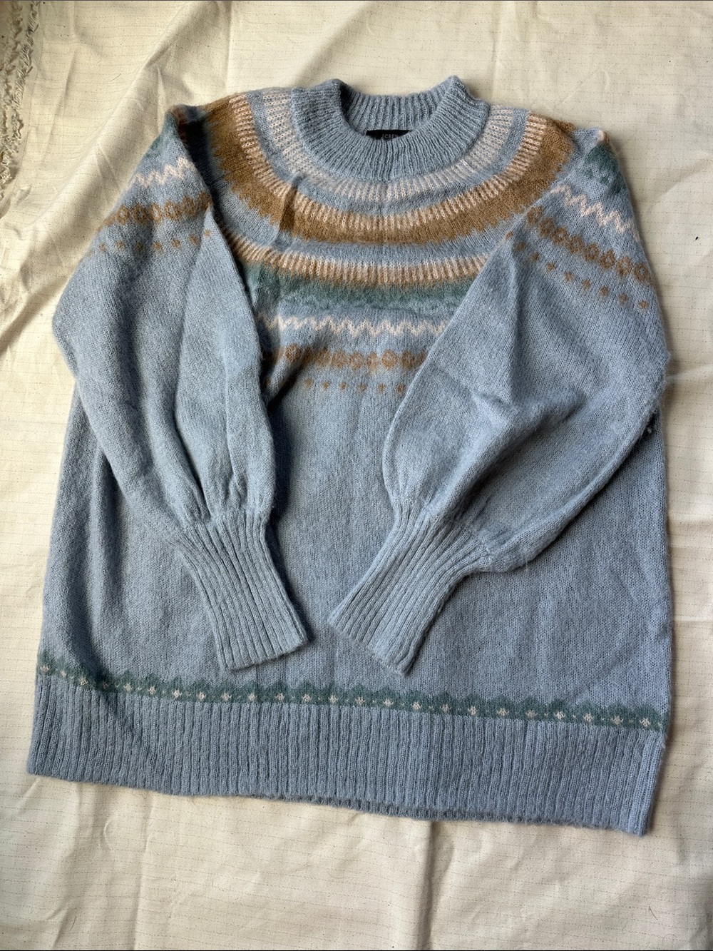 J. Crew Light Blue Nordic-Style Crewneck Sweater